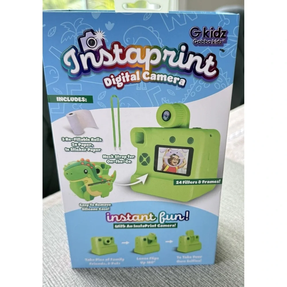 Instaprint Kids Digital Camera HD Dinosaur Case HD 180° Selfie Inkless Printer‎